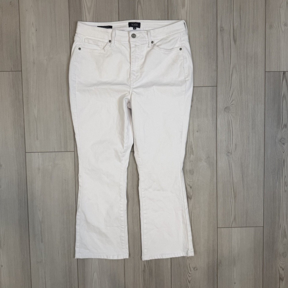 NYDJ Regular High Rise Billie Cool Embrace Ankle Jeans Optic White 10